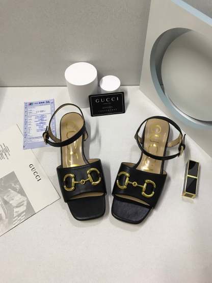 SANDAL GG 655413 BKO00 1000 WOMEN'S SANDAL WITH HORSEBIT BLACK