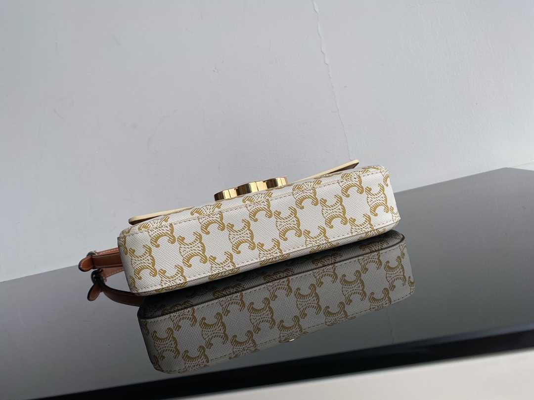CE TRIOMPHE SHOULDER BAG IN SHINY CALFSKIN GOLD CC WHITE 194142CUZ01BC