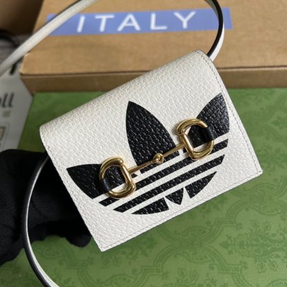 gg x Adidas Card Case With Horsebit White For Women, Women&#8217;s Bags 4.2in/11cm gg‎ 702248 DJ24G 8847