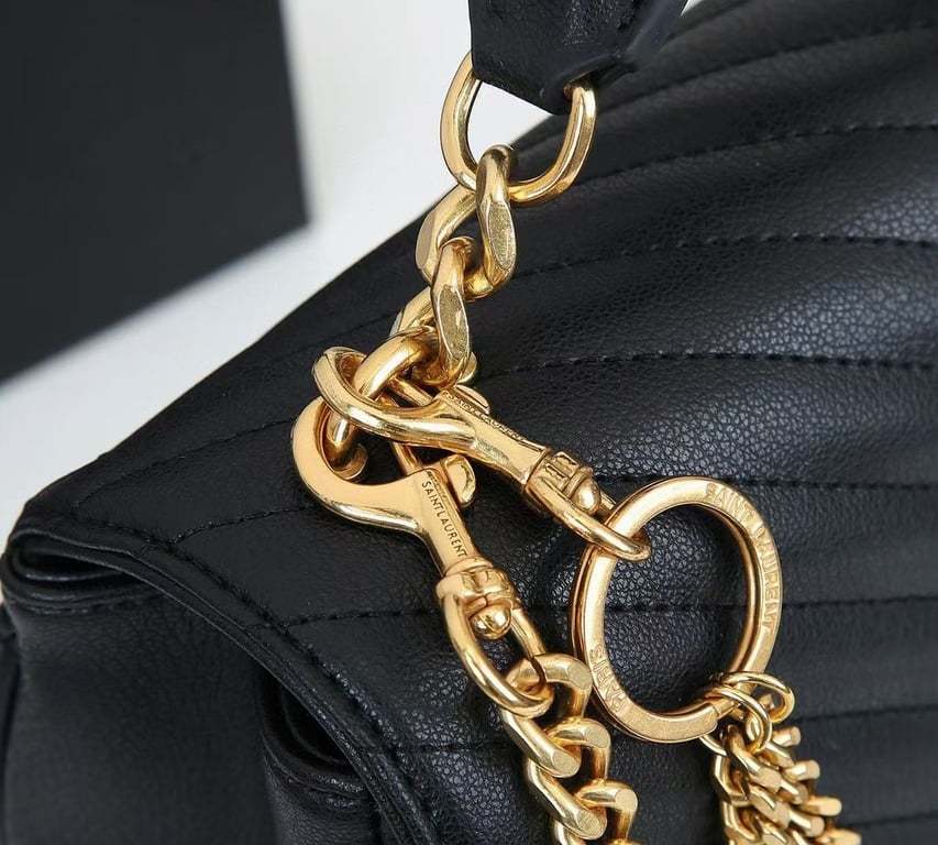 SAINT LAURENT COLLEGE LARGE CHAIN BAG BLACK 32CM