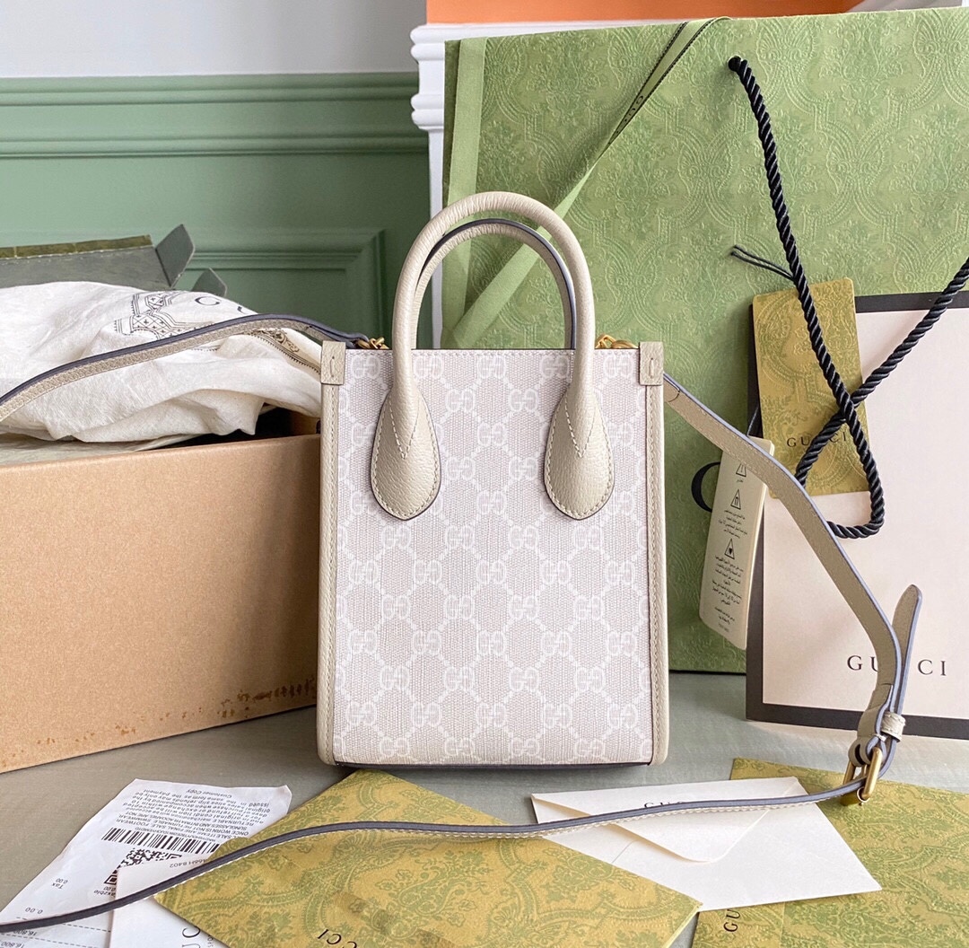 GG MINI TOTE BAG WITH INTERLOCKING G SUPREME CANVAS 671623 UULBT 9683