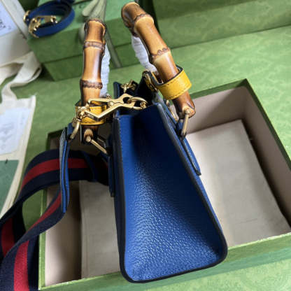gg Diana Mini Tote Bag Canvas Lining Blue For Women 7.9in/20cm gg 702732 U3ZDT 4862