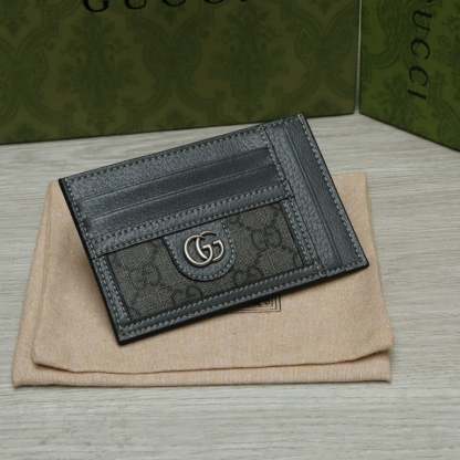 GG OPHIDIA CARD CASEGREY AND BLACK 11CM 732018 UULBN 1244