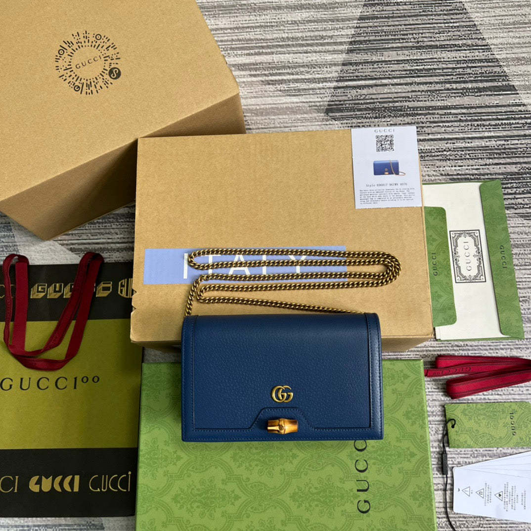 gg Diana Mini Bag With Bamboo Blue For Women, Women’s Bags 7.5in/19cm gg