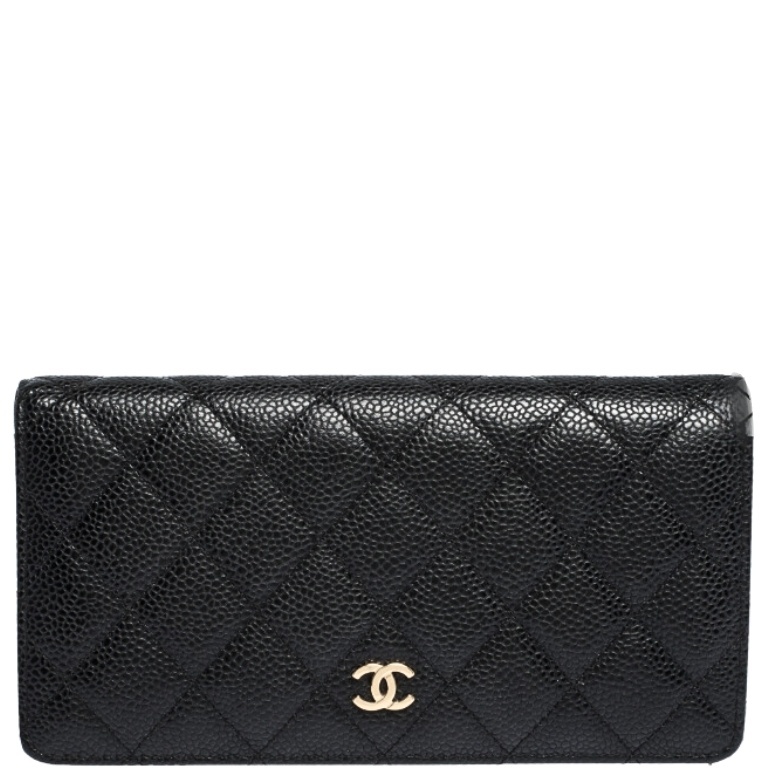 CHL BLACK CAVIAR LEATHER CLASSIC LONG FLAP WALLET 19.5CM
