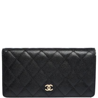 CHL BLACK CAVIAR LEATHER CLASSIC LONG FLAP WALLET 19.5CM