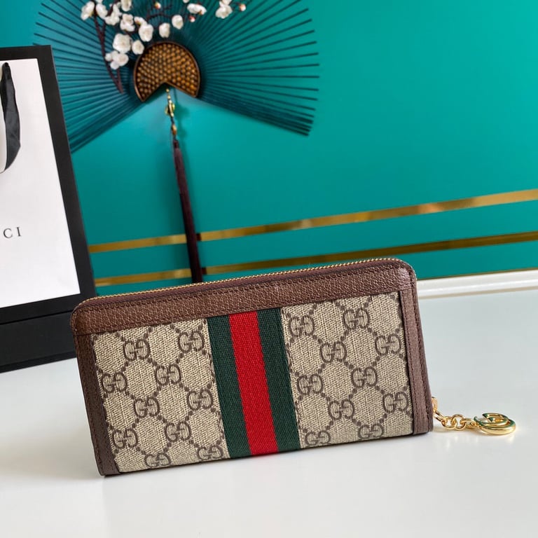 GG OPHIDIA ZIP AROUND WALLET 19.5CM BROWN 523154 96IWG 8745
