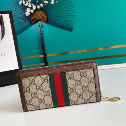 GG OPHIDIA ZIP AROUND WALLET 19.5CM BROWN 523154 96IWG 8745