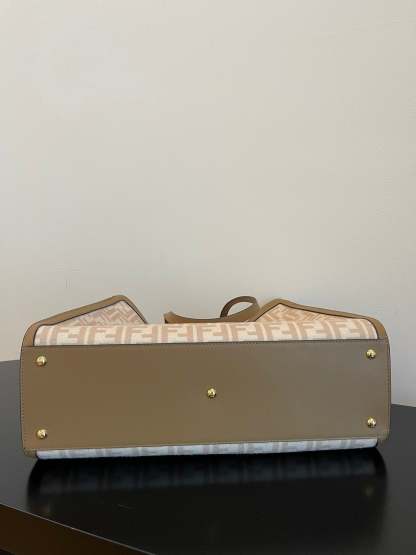 FI Peekaboo X-tote Bag Beige Canvas For Women, Women’s Handbags, Shoulder Bags 16.1in/41cm FF 8BH374