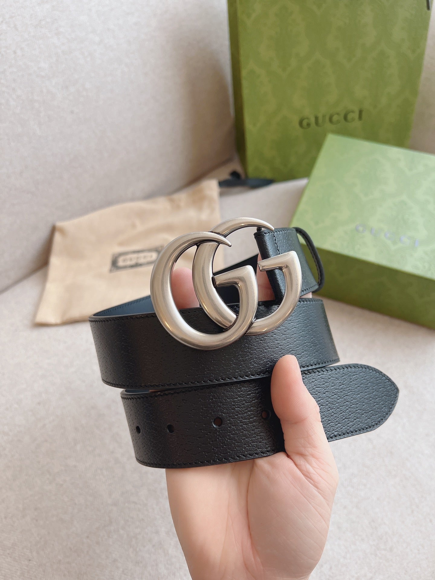 GG MAMON GG SILVER LOGO BELT 4CM