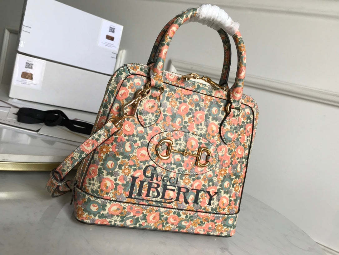 gg Horsebit 1955 Small Top Handle Bag Printing Liberty For Women 10in/25cm gg 620850