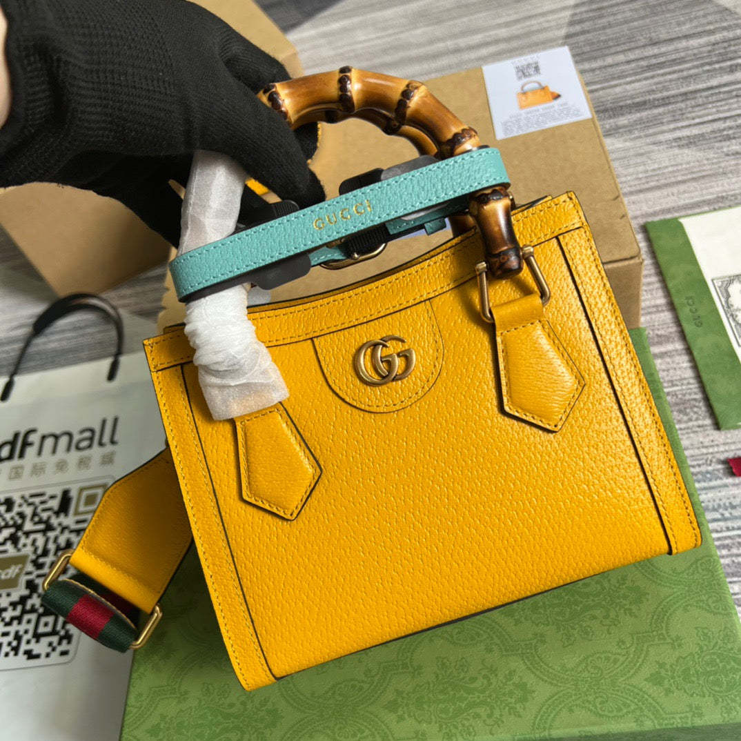 gg Diana Mini Tote Bag Yellow For Women, Women’s Bags 7.9in/20cm gg ‎702732 U3ZDT 7480