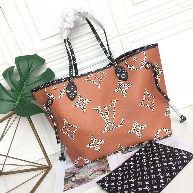 LUV NEVERFULL MM MONOGRAM GIANT JUNGLE BLACK CARAMEL