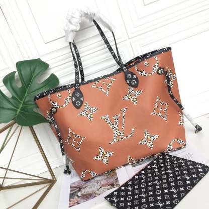 LUV NEVERFULL MM MONOGRAM GIANT JUNGLE BLACK CARAMEL