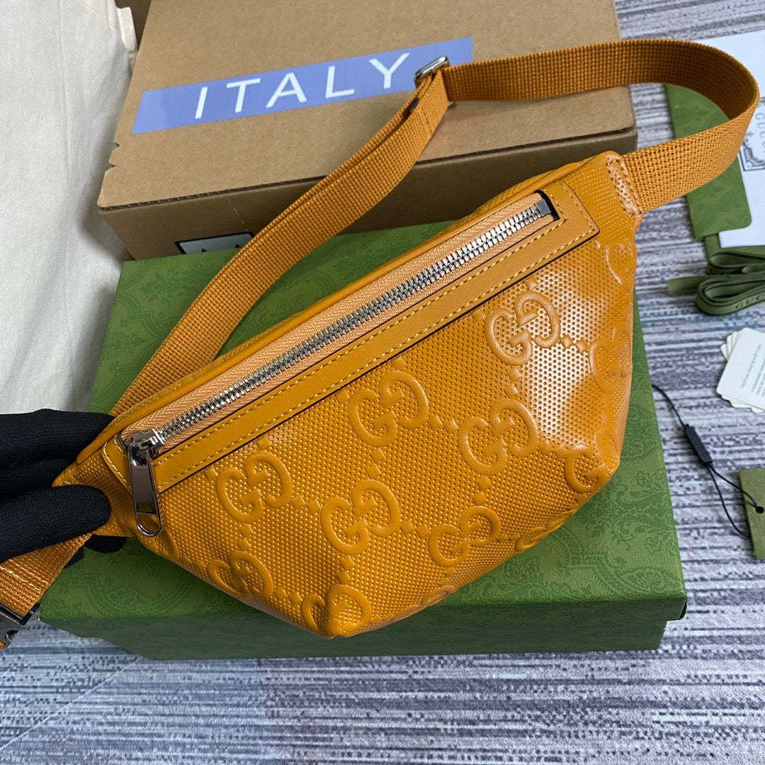 gg Embossed Belt Bag Yellow gg Embossed For Men  9.1in/23cm gg 