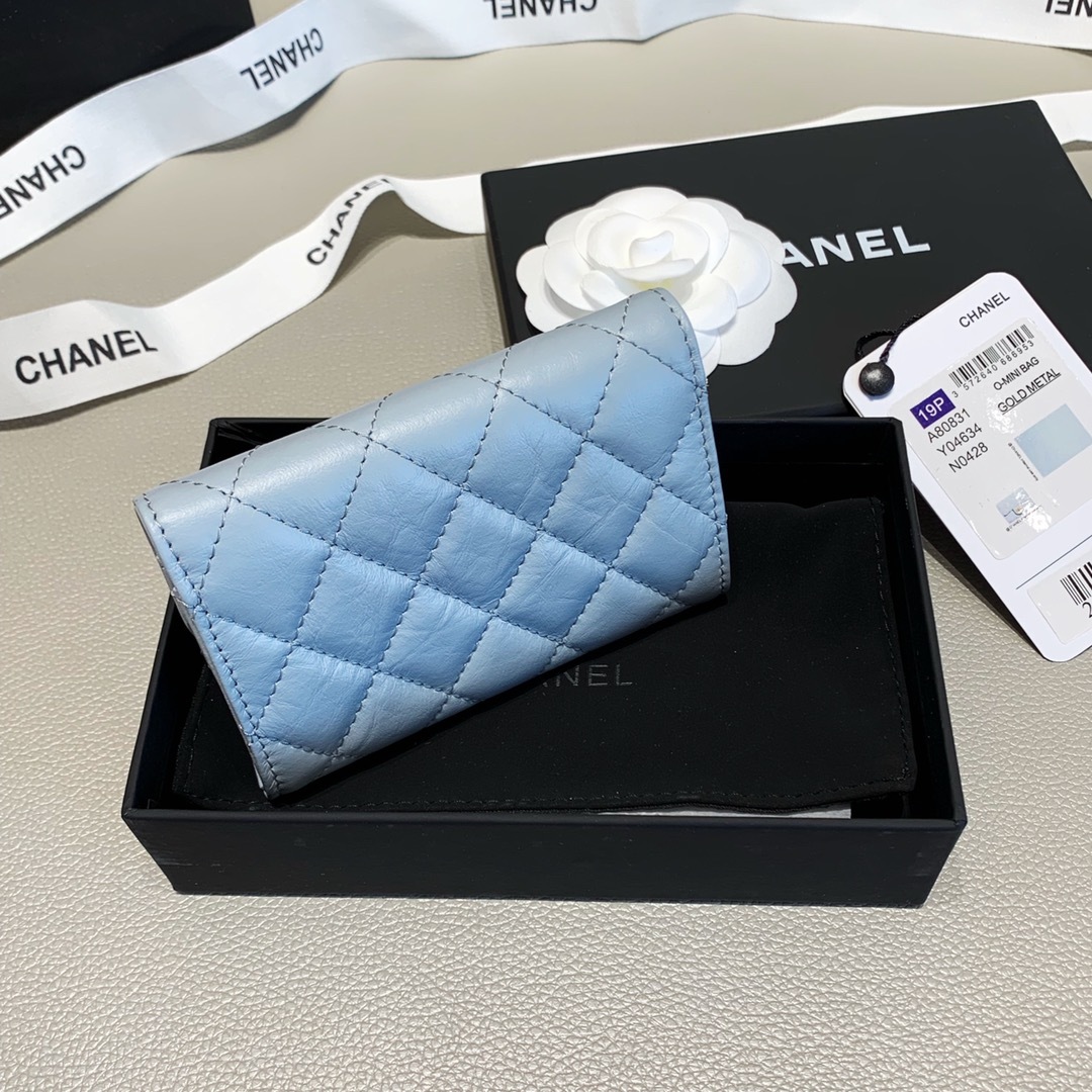 CHL 2.55 FLAP CARD HOLDER LIGHT BLUE WALLET