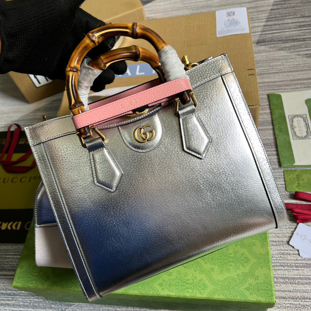 gg Diana Small Tote Bag Silver For Women, Women’s Bags 11in/27cm gg