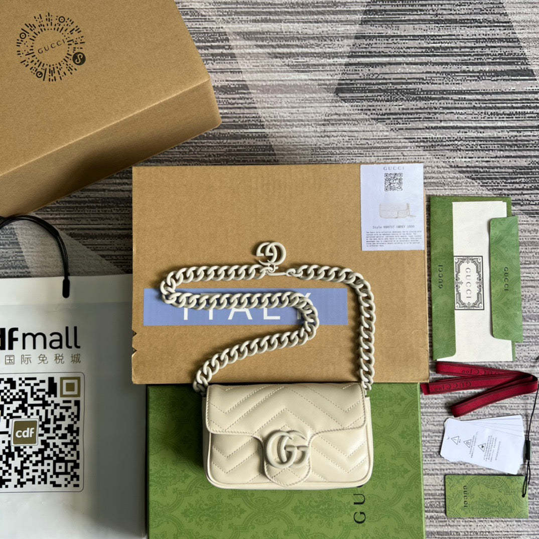 gg Marmont Super Mini Bag White For Women, Women’s Bags 6.2in/17cm gg