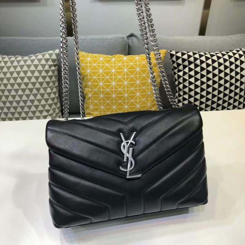 YSSL Loulou Small Chain Bag In Matelassé "Y" Black For Women 9.8in/23cm YSL 494699DV7261000