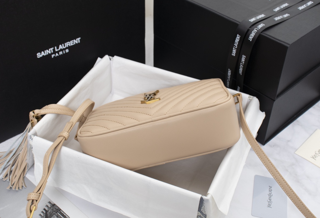YSL LOU CAMERA BAG IN QUILTED LEATHER BEIGE GOLD 23CM 612544DV7072721