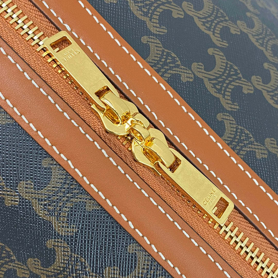 CE Large Voyage Bag In Triomphe Canvas With CE Print Tan For Women 20in/50cm 191472BZK.04LU