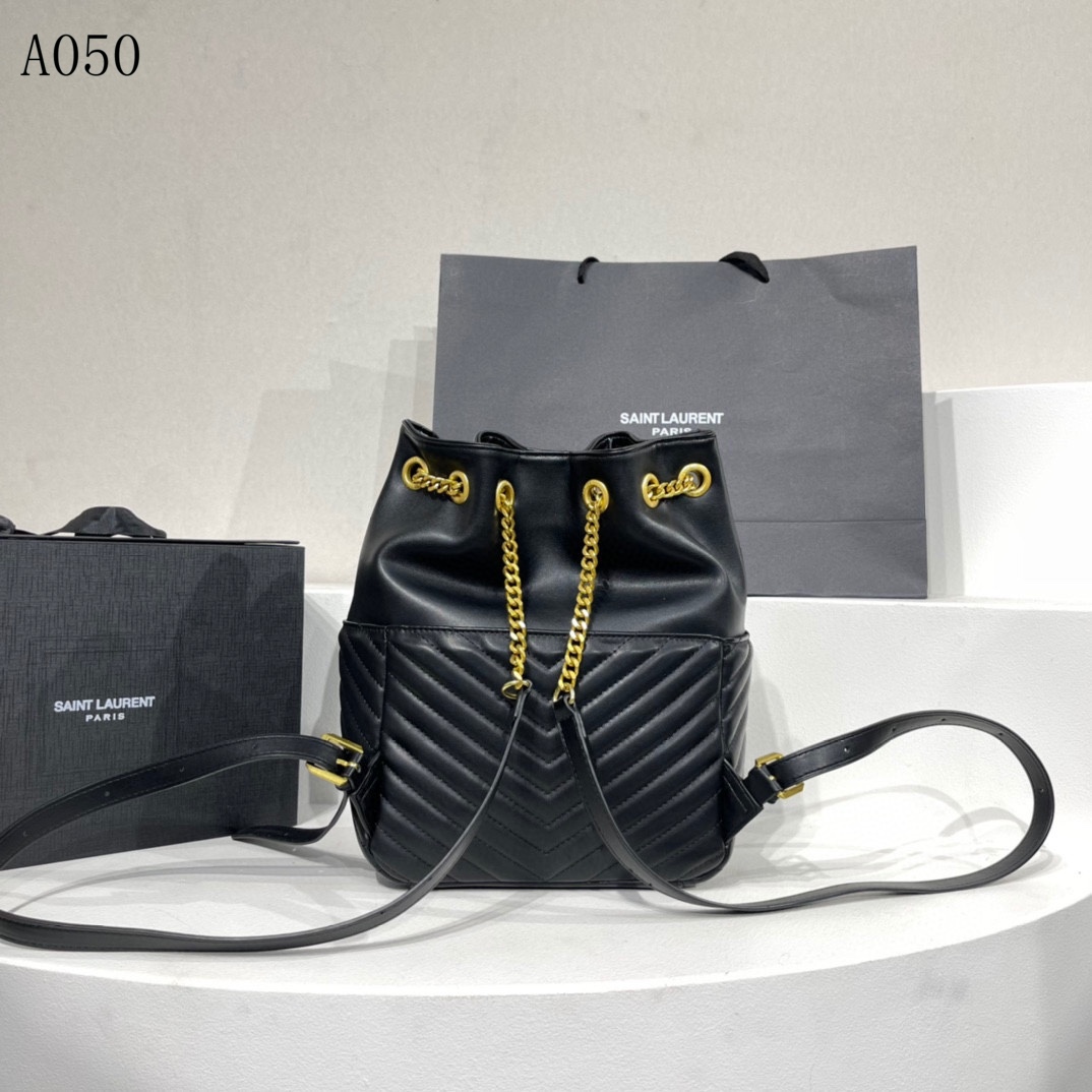 YSL JOE BACKPACK IN LAMBSKIN BLACK GOLD 29CM 6726091EL071000