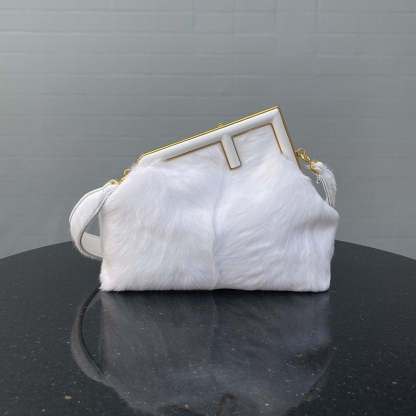 FI First Medium White Fox Fur Bag For Woman 32.5cm/13in