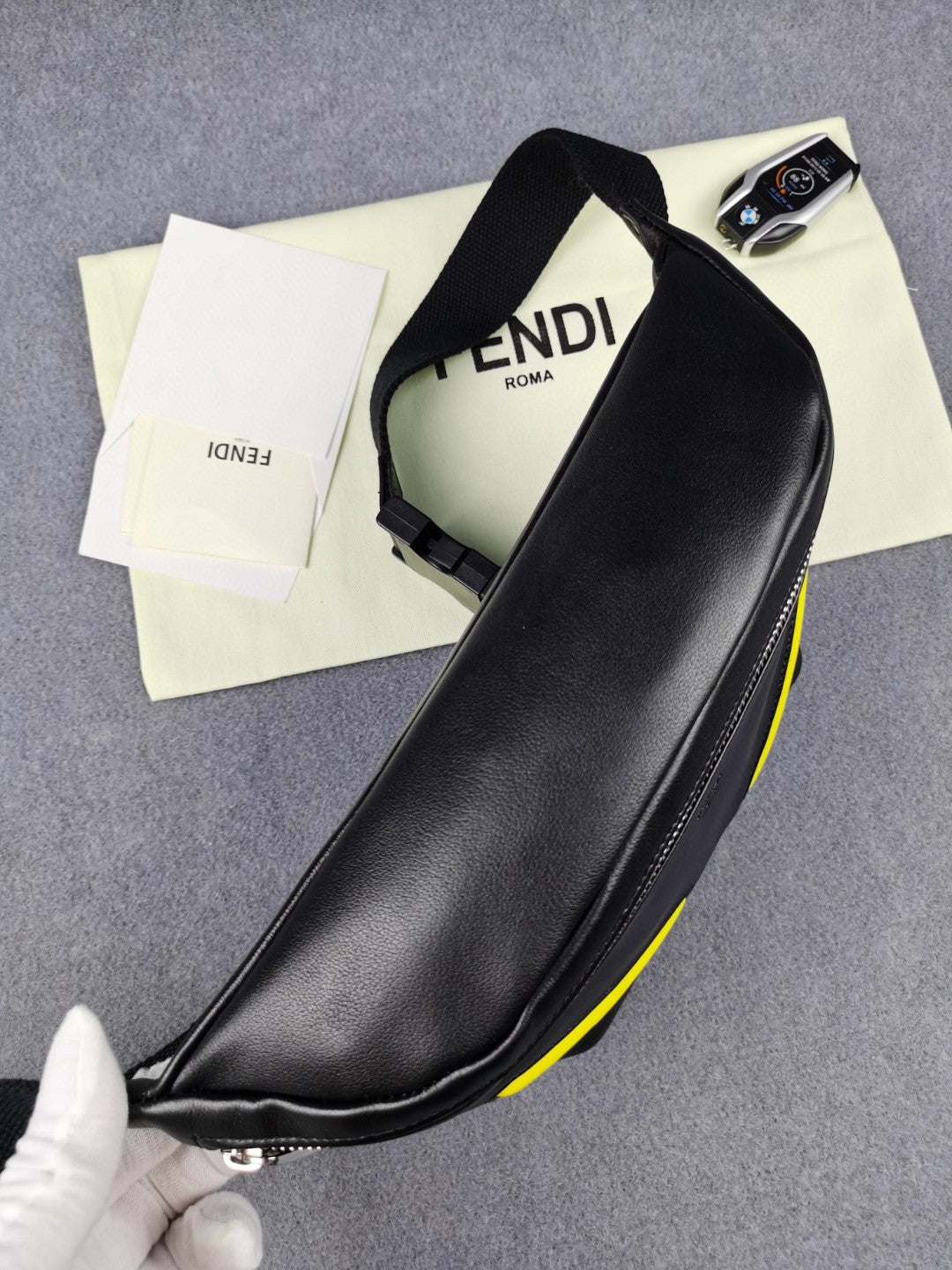 FI Little Monster Belt Bag Black/Yellow For Men, Men’s Bags 7.9in/20cm FF