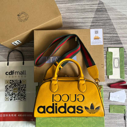 gg x Adidas Mini Duffle Bag Yellow For Women, Women’s Bags 12.4in/32cm gg