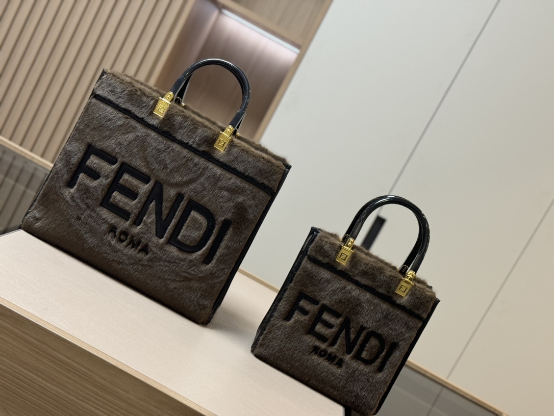 FD SUNSHINE MEDIUM BROWN FUR LEATHER 36CM