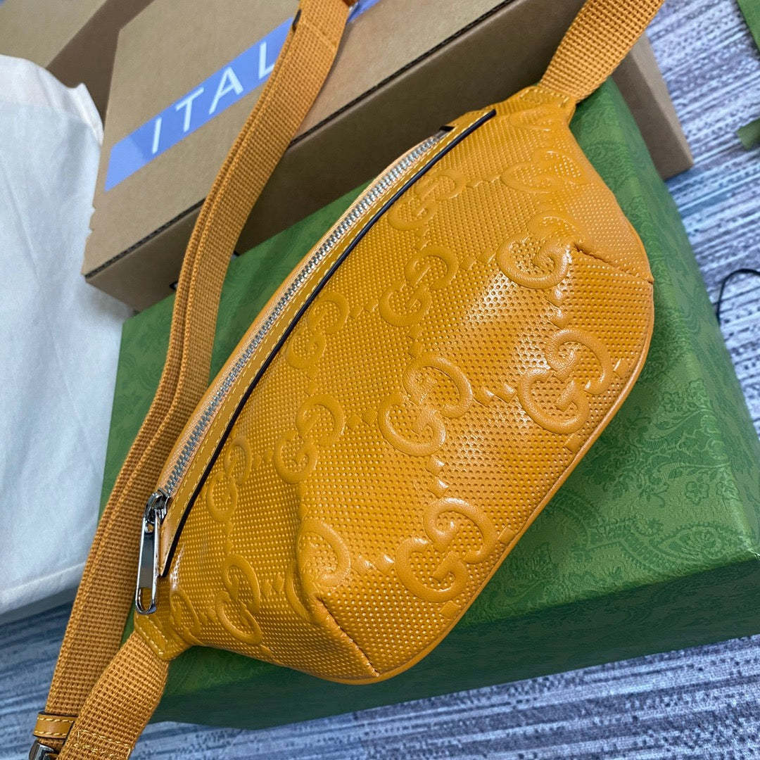 gg Embossed Belt Bag Yellow gg Embossed For Men  9.1in/23cm gg 