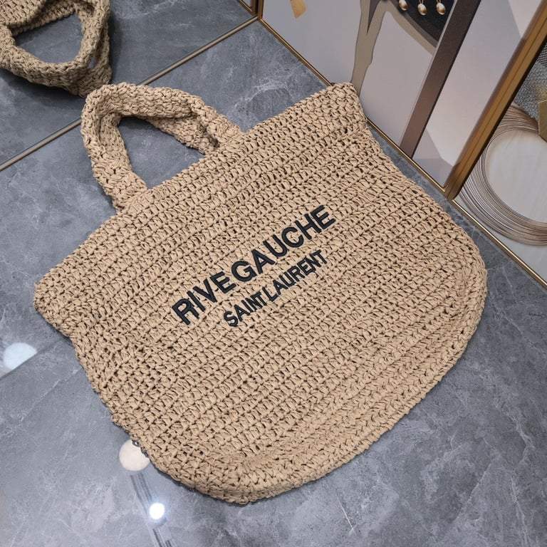 SAINT LAURENT TOTE RIVE GAUCHE RAFFIA CROCHET