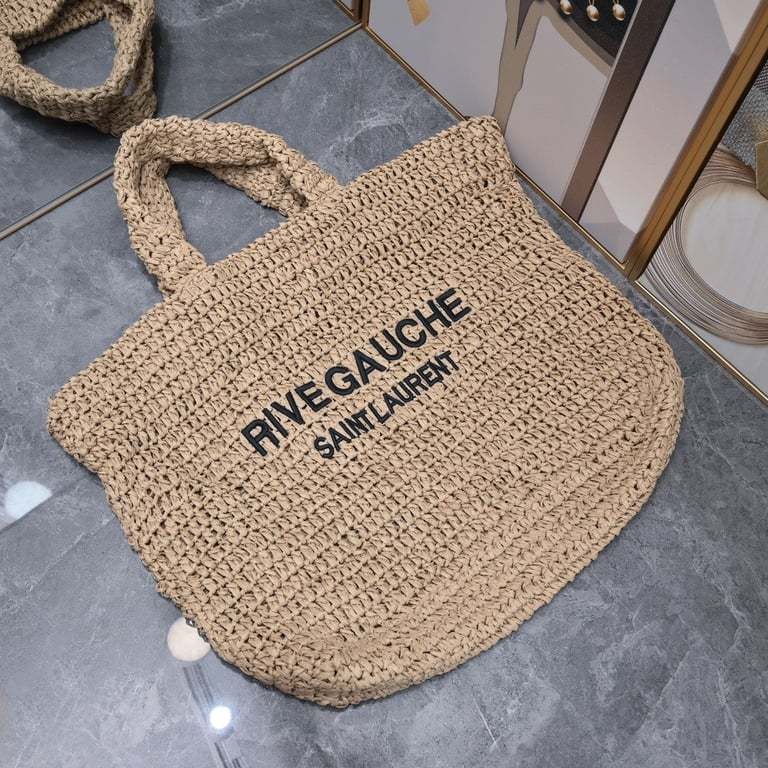 SAINT LAURENT TOTE RIVE GAUCHE RAFFIA CROCHET
