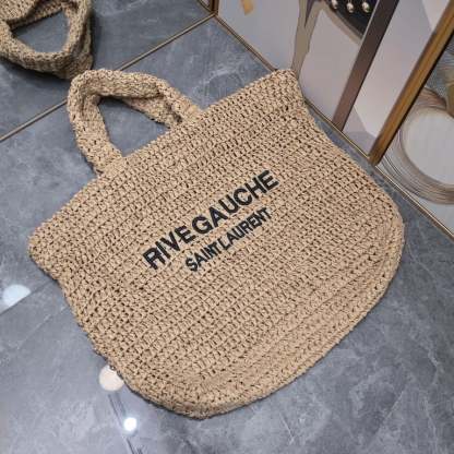 SAINT LAURENT TOTE RIVE GAUCHE RAFFIA CROCHET