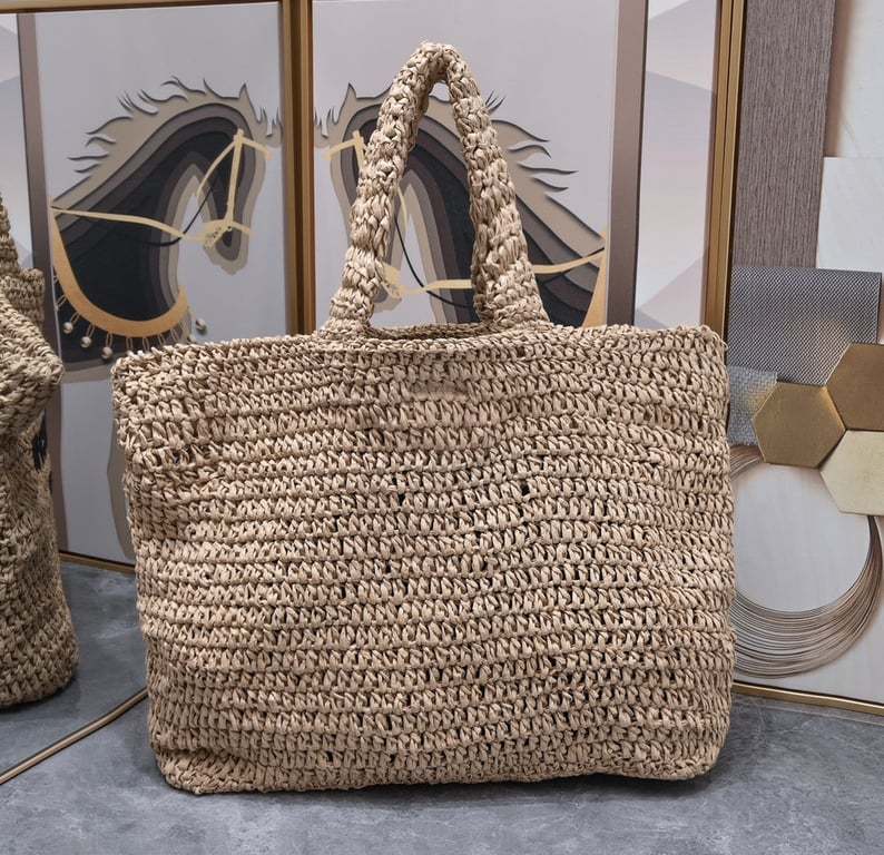 SAINT LAURENT TOTE RIVE GAUCHE RAFFIA CROCHET
