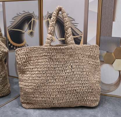SAINT LAURENT TOTE RIVE GAUCHE RAFFIA CROCHET