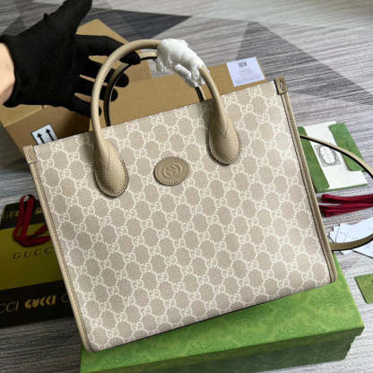 gg Small Tote Bag With Interlocking G Beige For Women, Women&#8217;s Bags 12.2in/31cm gg ‎659983 UULBT 9683