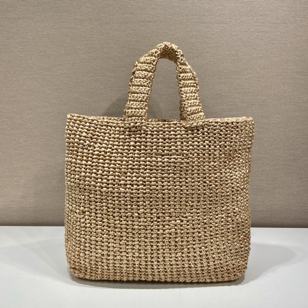 PR BEIGE RAFFIA TOTE BAG 18.5IN/47CM