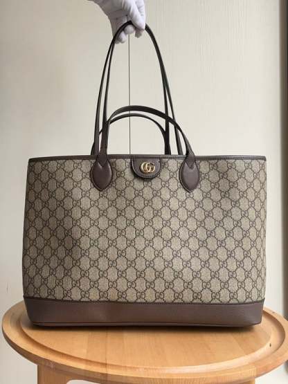 GG OPHIDIA MEDIUM GG CANVAS TOTE BAG BROWN 40CM 739730