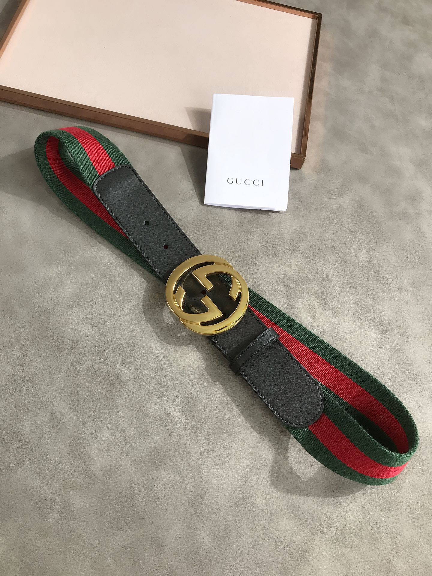 GG'S WEB BELT WITH G BUCKLE GREEN 4CM