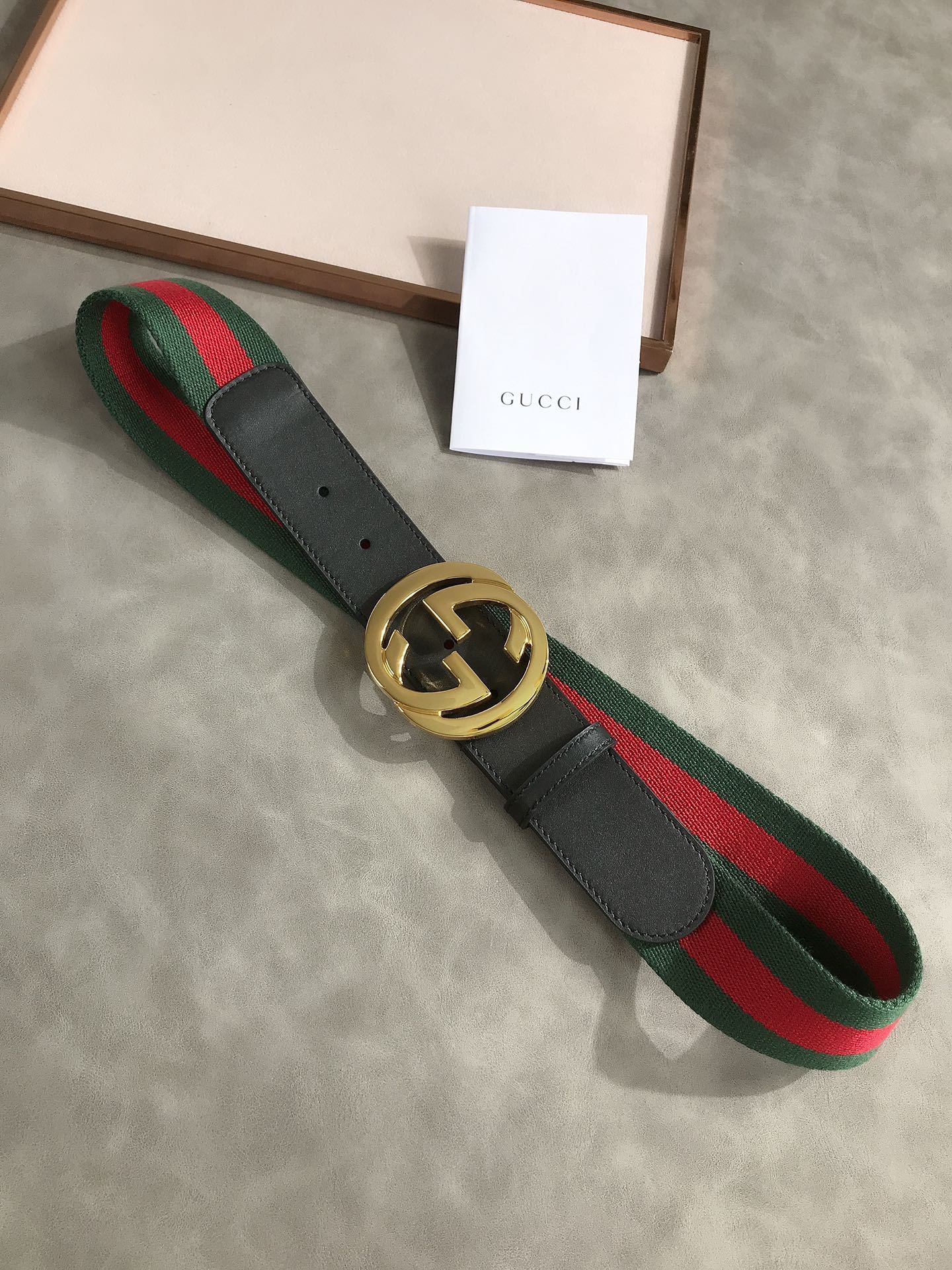 GG'S WEB BELT WITH G BUCKLE GREEN 4CM