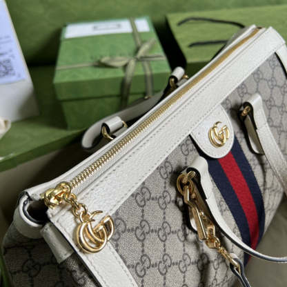 gg Ophidia gg Medium Tote Bag White gg Supreme Canvas For Women 13in/33cm 524537 K05NB 8745