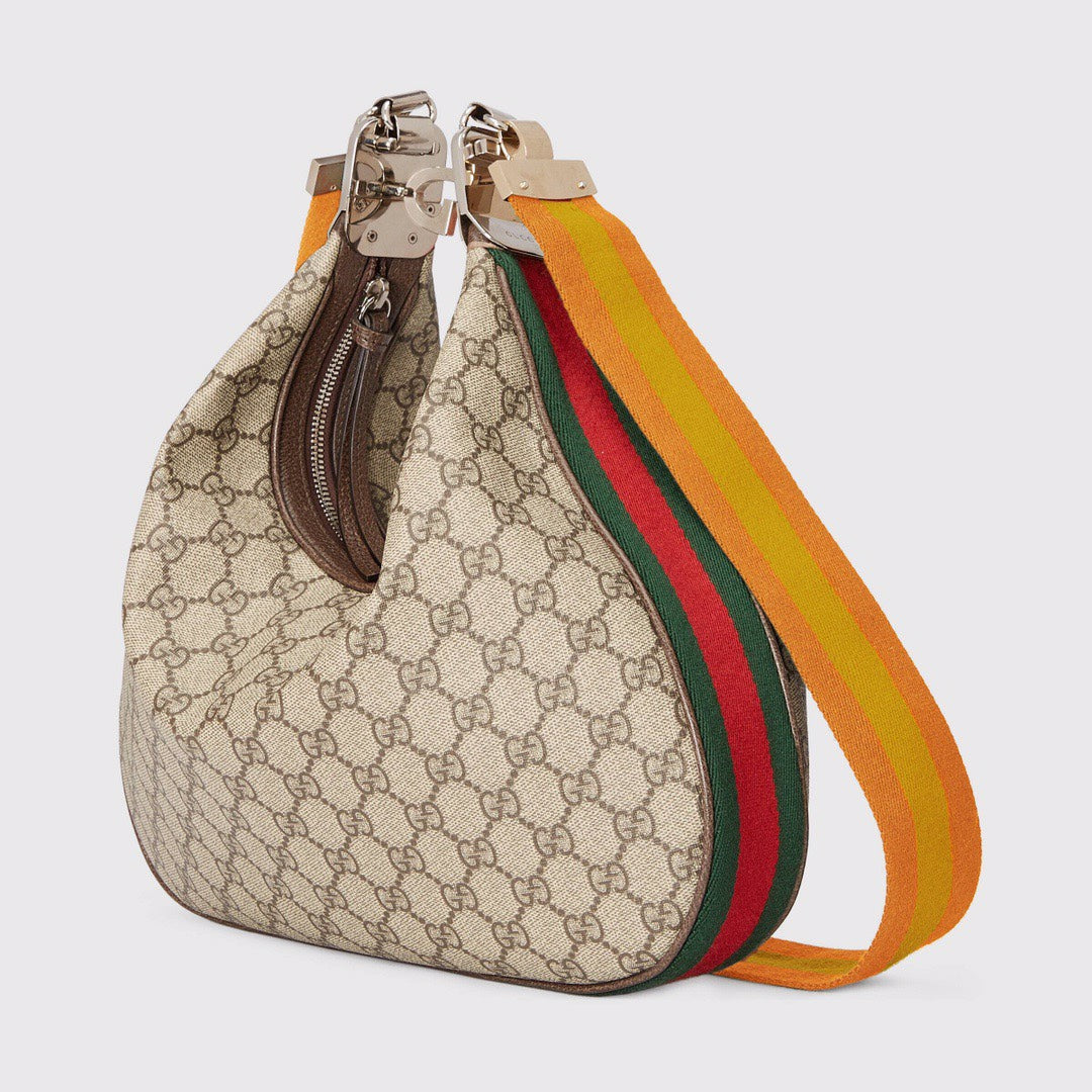 gg Atache Large Shoulder Bag Beige And Multicolor For Women, Women’s Bags 13.8in/35cm gg‎ ‎‎‎702823 96GRN 4091