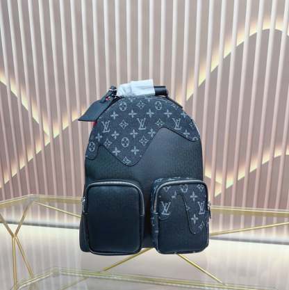 LUV BACKPACK MULTIPOCKET BLACK MONOGRAM DENIM AND TAURILLON LEATHER 42CM M45973