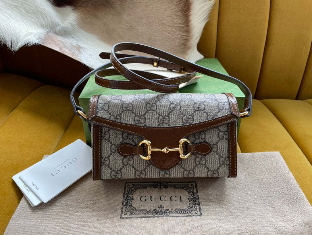 gg Children&#8217;s Horsebit 1955 Mini Bag Beige For Women, Women&#8217;s Bags 7in/18cm gg‎ ‎699296 92TCG 8563