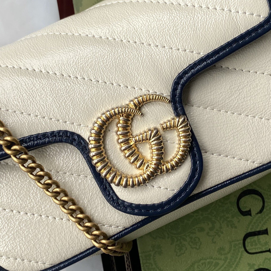 gg Marmont Super Mini Bag White For Women 6in/16cm gg