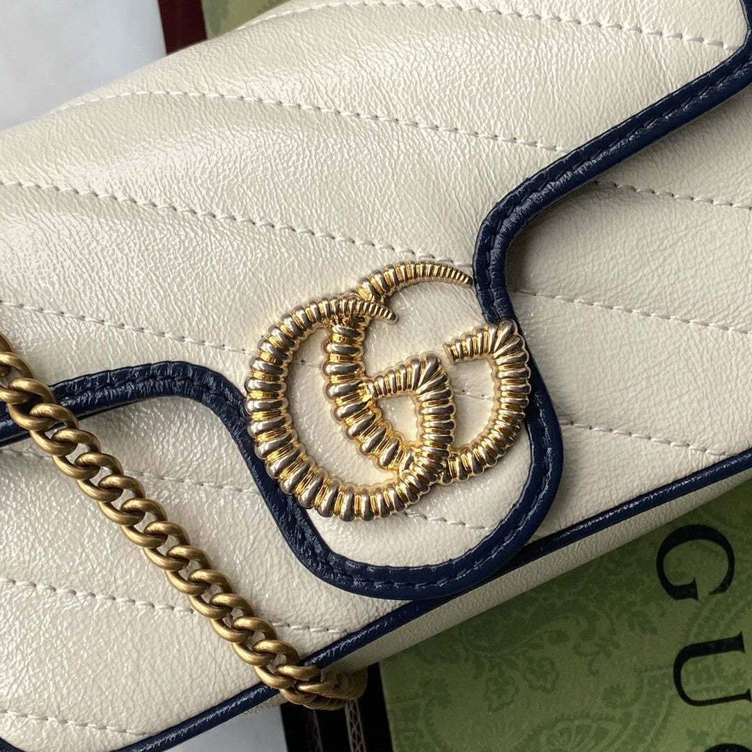 gg Marmont Super Mini Bag White For Women 6in/16cm gg