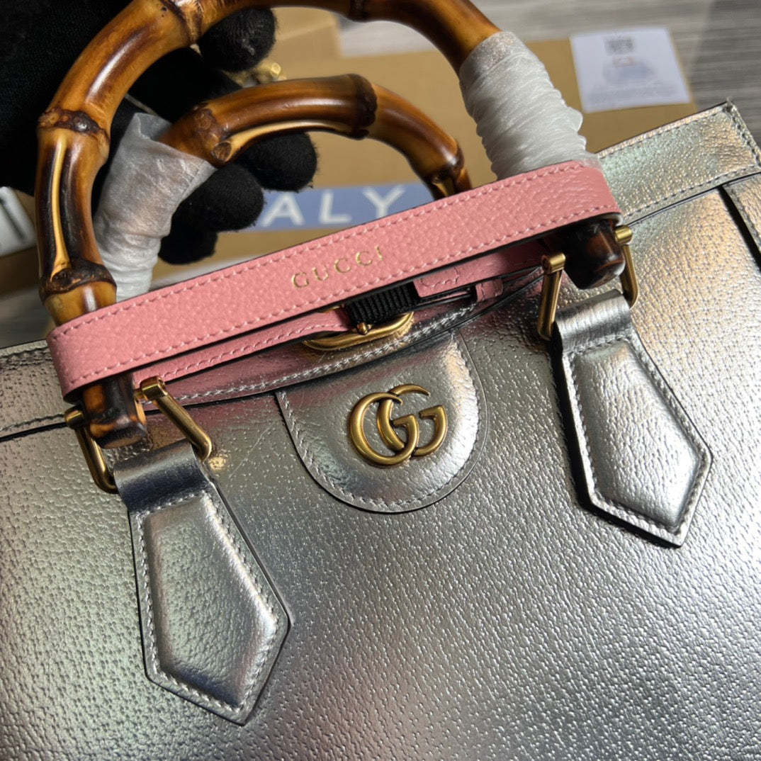 gg Diana Small Tote Bag Silver For Women, Women’s Bags 11in/27cm gg