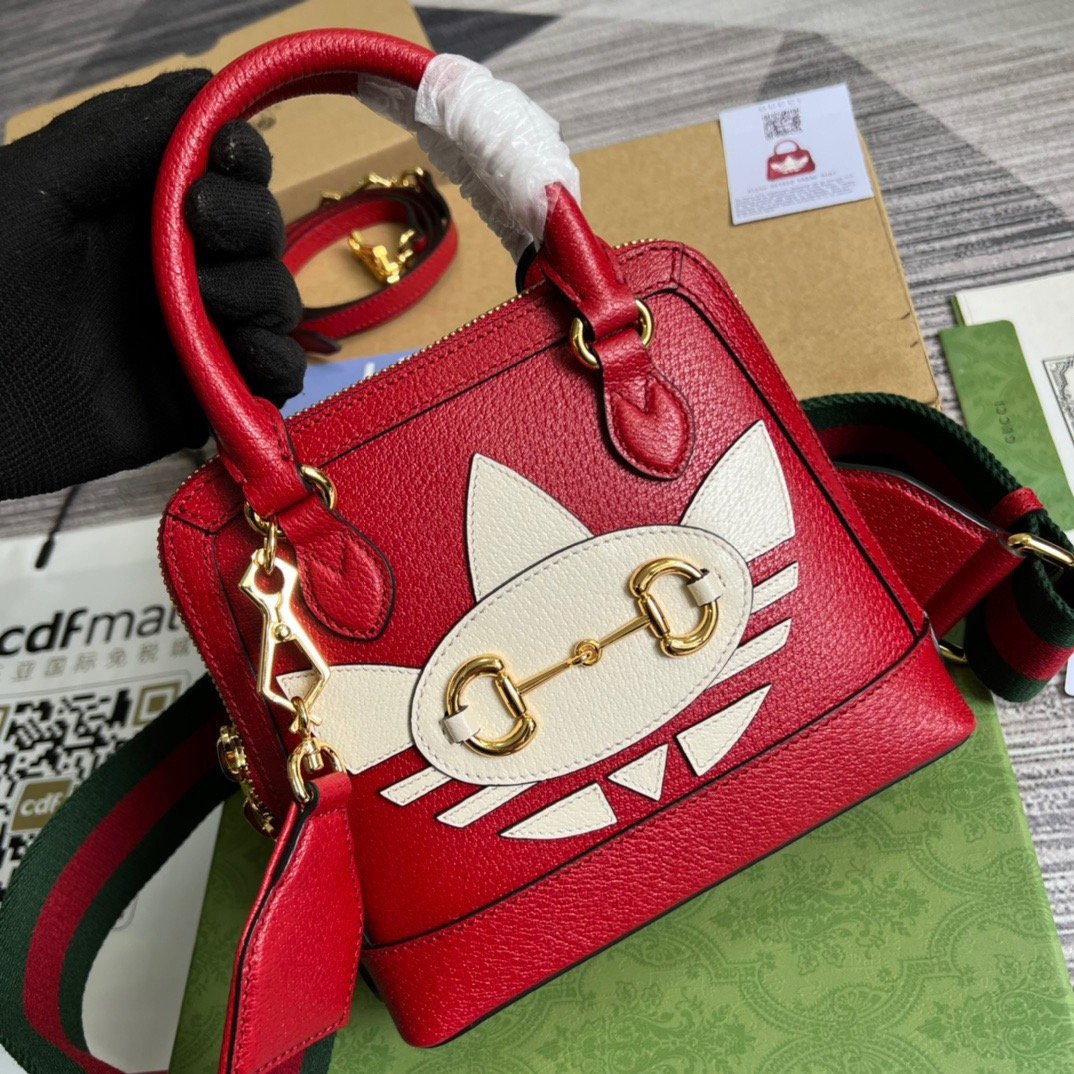 gg x Adidas Horsebit 1955 Mini Bag Red For Women, Women’s Bags 7.9in/20cm gg‎