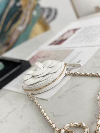 CHL Camellia Clutch With Chain White Bag For Women 11cm/4in